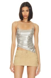 Superdown Lexie Metallic Halter Top In Silver at Revolve