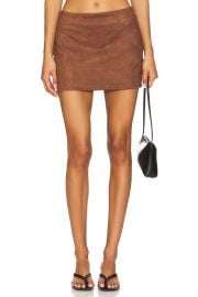 Superdown Patsie Faux Suede Mini Skirt In Brown at Revolve