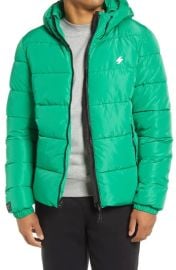 Superdry Sports Puffer Hooded Jacket Green at Nordstrom Rack