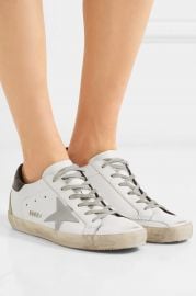 Superstar distressed leather sneakers at Net A Porter