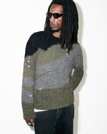 Sur Oversized Crew Neck Sweater GreenBlack ALLSAINTS US at All Saints