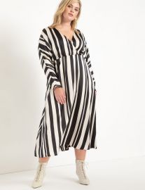 Surplice Bodice Striped Dress at Eloquii