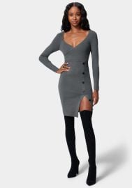 Surplice Button Midi Sweater Dress bebe at Bebe