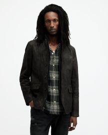 Survey Waxed Suede Double Layer Blazer ANTHRACITE GREY ALLSAINTS US at All Saints