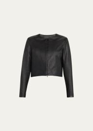 Susan Bender Stretch Leather Long-Sleeve Cardigan Jacket - at Bergdorf Goodman