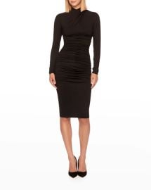 Susana Monaco Crisscross Mock Neck Ruched Bodycon Dress at Neiman Marcus