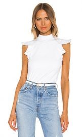 Susana Monaco Ruffle Mock Neck Top in Sugar from Revolve com at Revolve