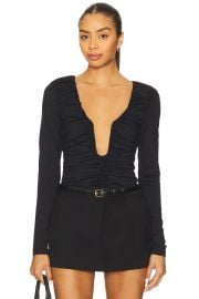 Susana Monaco Square Wire Gathered V Top In Black at Revolve