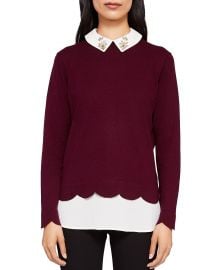 Suzaine Embellished Layered-Look Sweater at Bloomingdales