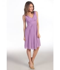 Suzi Chin for Maggy Boutique Sleeveless V-Neck Dress With Ruching Orchid at 6pm