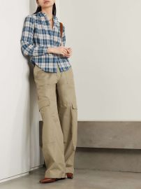 Suzie Kondi Koubi Checked Cotton gauze Shirt in Navy at Net a Porter