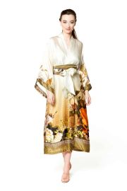 Swan Lake Long Robe Christine Silk Lingerie Sleepwear amp Loungewear at Christine