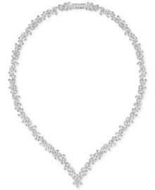 Swarovski 16  Silver-Tone Marquise Crystal V-Necklace at Macys