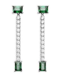Swarovski Matrix Pav Green Rectangle Crystal Linear Drop Earrings in Rhodium Plated Bloomingdales at Bloomingdales