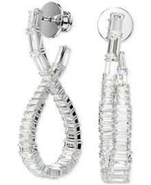 Swarovski Rhodium-Plated Baguette Crystal Infinity Drop Earrings - Macys at Macys