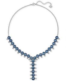 Swarovski Silver-Tone Blue and Clear Crystal Lariat Necklace at Macys