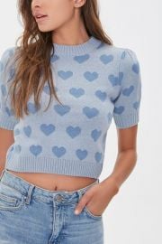 Sweater-Knit Heart Print Top at Forever 21