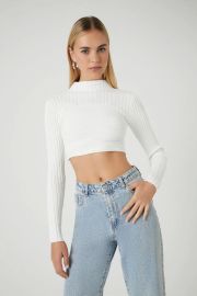 Sweater-Knit Mock Neck Crop Top at Forever 21