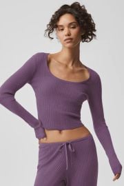 Sweater Knit Unwind Long Sleeve - Plum Kiss ALO at Alo Yoga