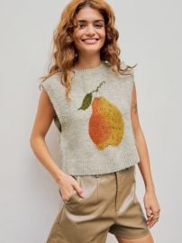 Sweater Vest Countryside Core Knit Fabric Knit Wool-blend Round Neck Pear Graphic Vest For School Daily Casual at Cider