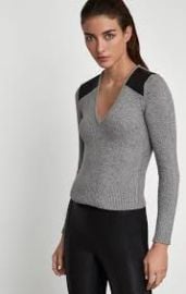 Sweater With Faux Leather Trim at Bcbgmaxazria