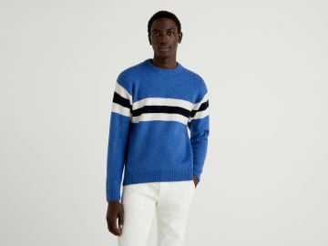 Sweater with clashing detail - Bright Blue Benetton at Benetton