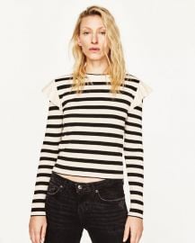 Sweater with shoulder frill at Zara