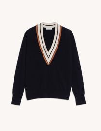 Sweater with striped neckline - Sweaters Cardigans Paris at Sandro