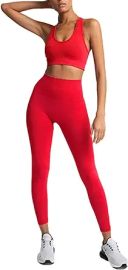 SweatyShark Women Workout Set Active 2 Pieces Outfit Seamless Yoga Leggings with Paded Stretch Sports Bra Top at Womens Clothing store at Amazon