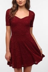 Sweetheart Lace Dress by Pins and Needles in red at Urban Outfitters