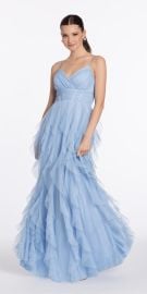 Sweetheart Mesh Pleated Column Dress with Ruffles Camille La Vie at amille La Vie