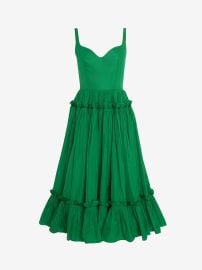 Sweetheart Midi Dress in Chrome Green  Alexander McQueen US at Alexander McQueen