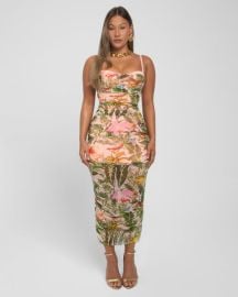 Sweetie Mesh Column Midi Shapewear Dress - Floral Ambrosia TA3 at TA3