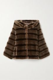 Swinger Striped Faux Fur Jacket In Brown by Faz Not Fur at Net A Porter