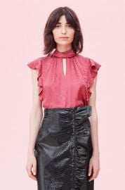 Swirl Jacquard Ruffle Top at Rebecca Taylor