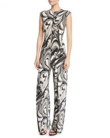 Swirl-Print Sleeveless Jumpsuit by Norma Kamali at Neiman Marcus