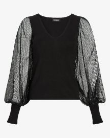 Swiss Dot Balloon Sleeve Top by Express at Express