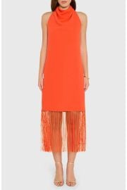 Syd Cowl Neck Fringe Midi Dress at Nordstrom