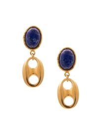 Sylvia Toledano Chain Neo 22K Gold Plated Lapis Lazuli Clip On Drop Earrings at Saks Fifth Avenue