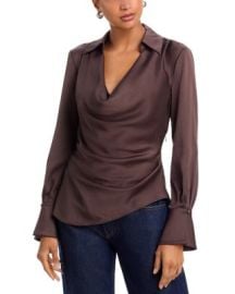 Symone Satin Long Sleeve Cowlneck Top at Bloomingdales