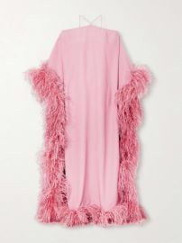 Sza Sza Extravaganza off-the-shoulder feather-trimmed cady gown - pink - One Size at Net a Porter