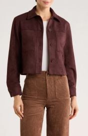 T Tahari Crop Faux Suede Jacket in Shadowland/Blue Print at Nordstrom Rack at Nordstrom Rack