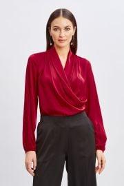 T-Tahari Faux Wrap Satin Top Elie Tahari at Elie Tahari