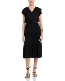T Tahari Flutter Sleeve Split Neck Flare Airflow Dress Bloomingdales at Bloomingdales