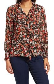 T Tahari Misa Long Sleeve Ruffle Top at Nordstrom Rack