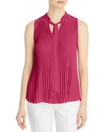 T Tahari Pleated Tie Neck Top Bloomingdales at Bloomingdales