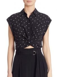 T by Alexander Wang - Knotted Cropped Silk Shirt at Saks Fifth Avenue