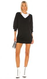 T by Alexander Wang Bi Layer Sweater Dress in Black  amp  White from Revolve com at Revolve