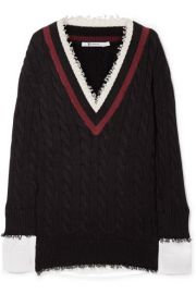 T by Alexander Wang Hybrid Varsity Knit Poplin Sweater at Net A Porter