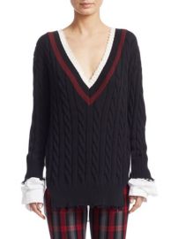 T by Alexander Wang Hybrid Varsity Knit Poplin Sweater at Saks Fifth Avenue